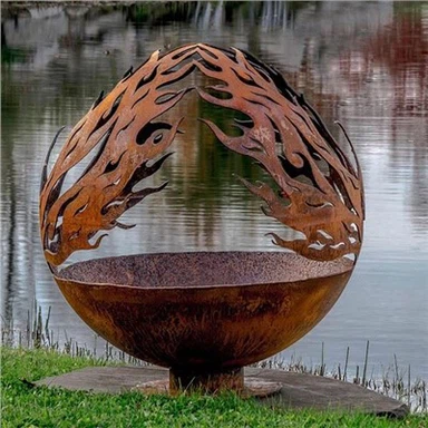 Phoenix Rusty Metal Fire Ball Fire Pit