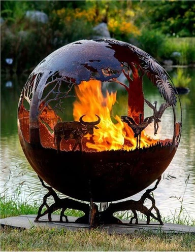 Sodo apvalios viryklės židinys