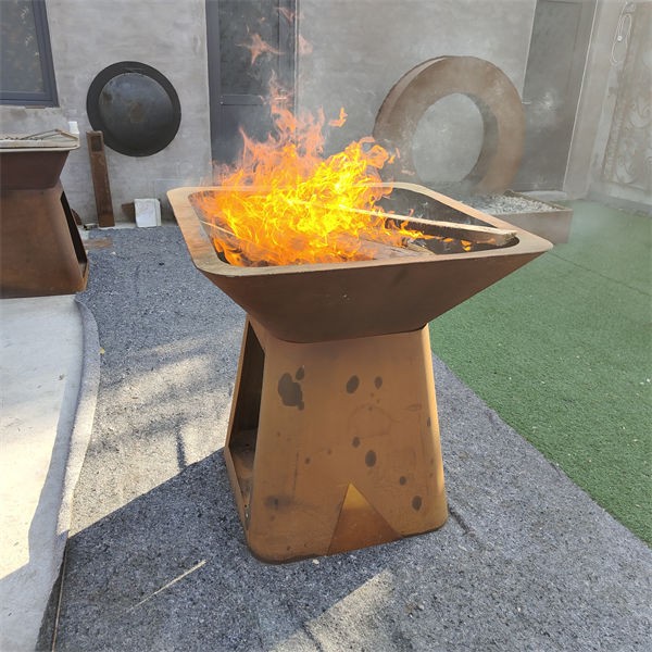 Corten Steel Suqre Shape BBQ Stove factory