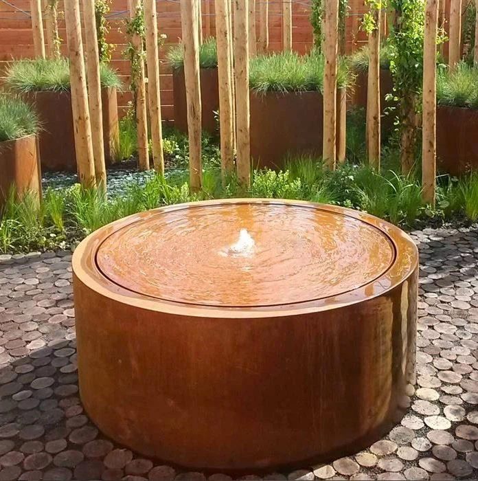 Corten Water Feature With Fountains